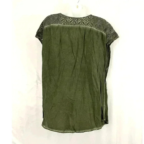 Torrid Washed Challis Lace Top Sz 0 Women's Plus Green V Neck NWT - Picture 2 of 13